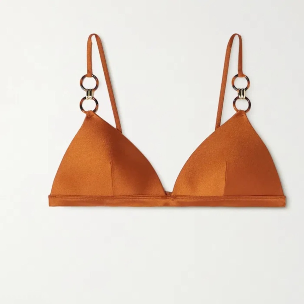Zimmermann Violet Triangle Bikini Top Caramel Brown Sz - Picture 2 of 7